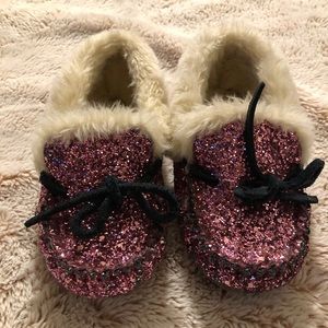 Crewcuts Glitter Shearling Lodge Moccasins